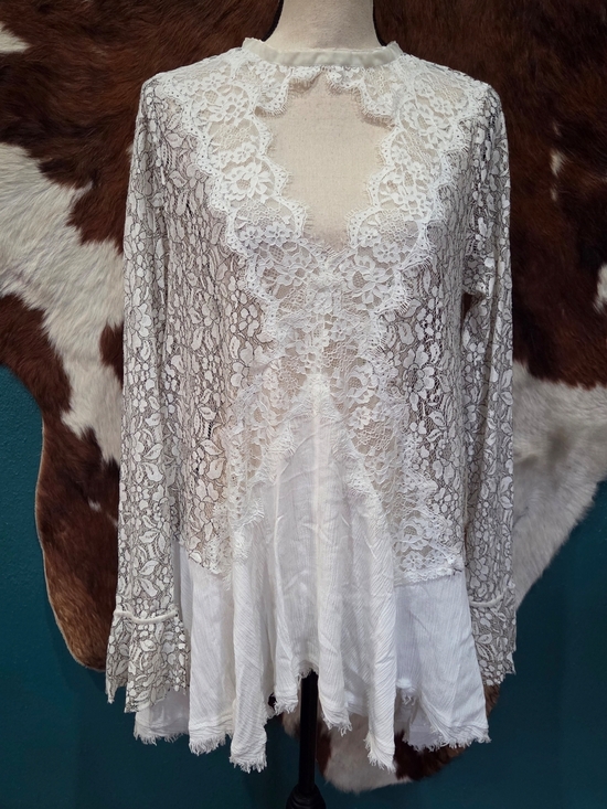 By Together Tops - By Together White Lace Tunic Top